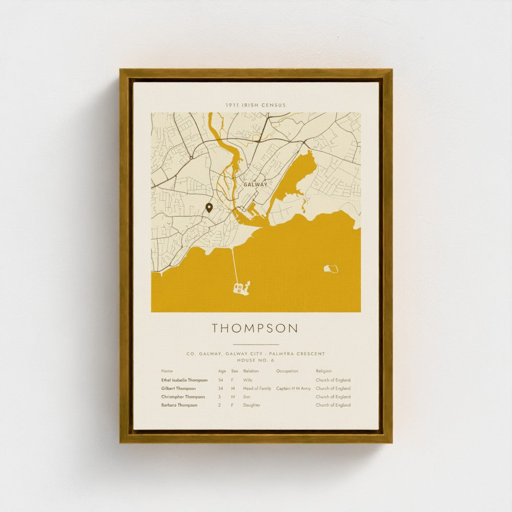 Irish Census Art - Stretched Canvas